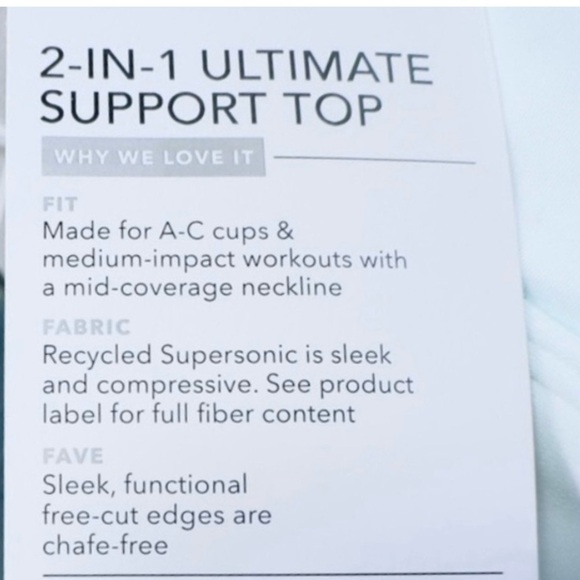 Athleta Tank Sports Bra 2-In-1 Ultimate Support Top Navy blue Medium - Picture 5 of 8